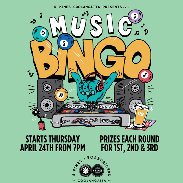 Music Bingo at 4 Pines Coolangatta! 🎶