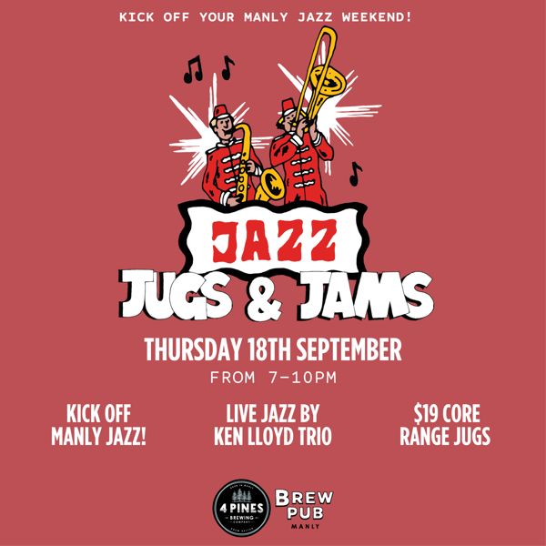 Jazz, Jugs & Jams - Manly Jazz Pre-Party! 🎷🎶