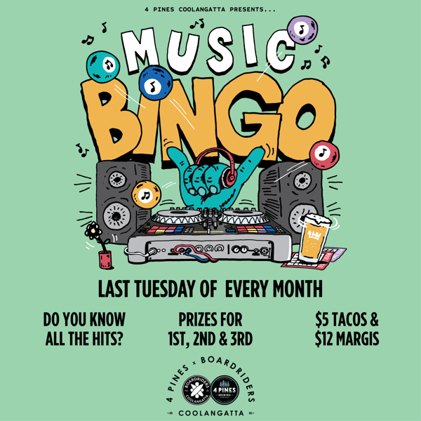 November Music Bingo at 4 Pines Coolangatta! 🎶